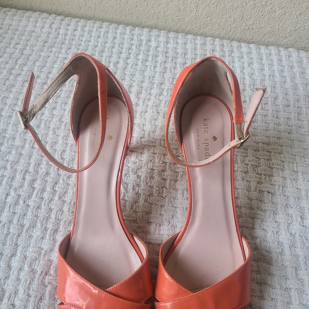 Kate Spade Elegant Orange Heeled Sandals Women's Size 9 - Picture 10 of 11